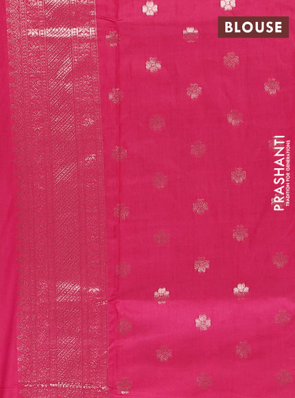 Semi chanderi saree pink with plain body and zari woven butta border
