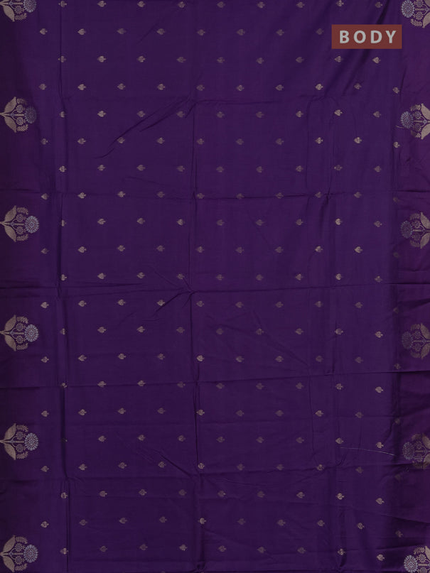 Semi chanderi saree violet with allover zari woven buttas and zari woven border