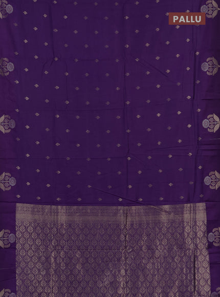 Semi chanderi saree violet with allover zari woven buttas and zari woven border