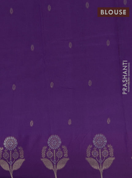Semi chanderi saree violet with allover zari woven buttas and zari woven border