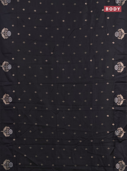 Semi chanderi saree black with allover zari woven buttas and zari woven butta border