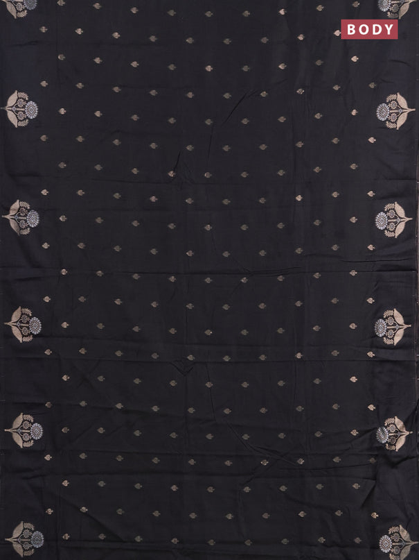 Semi chanderi saree black with allover zari woven buttas and zari woven butta border