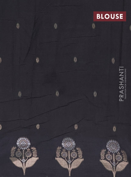 Semi chanderi saree black with allover zari woven buttas and zari woven butta border
