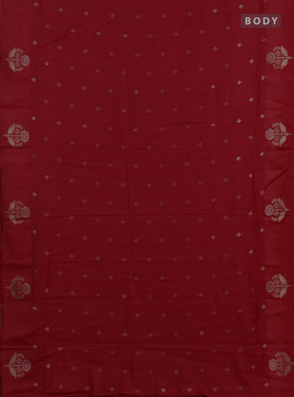 Semi chanderi saree red with allover zari woven buttas and zari woven butta border