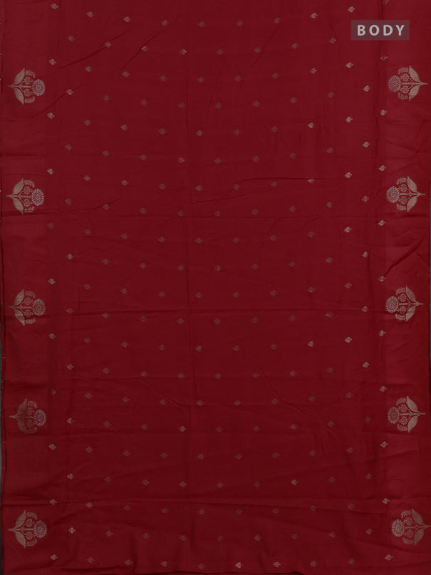 Semi chanderi saree red with allover zari woven buttas and zari woven butta border