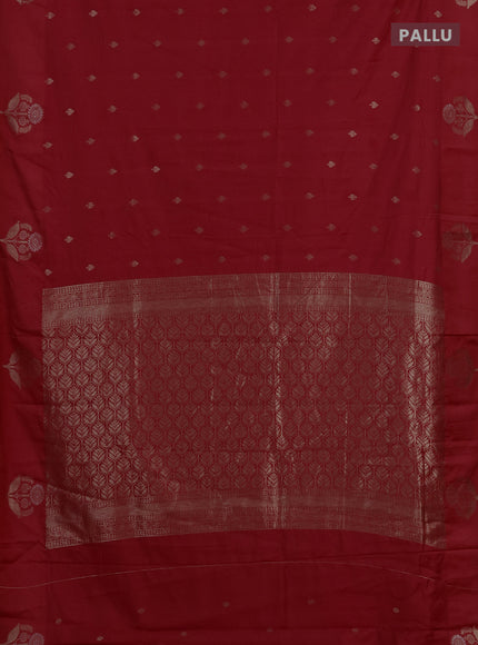 Semi chanderi saree red with allover zari woven buttas and zari woven butta border