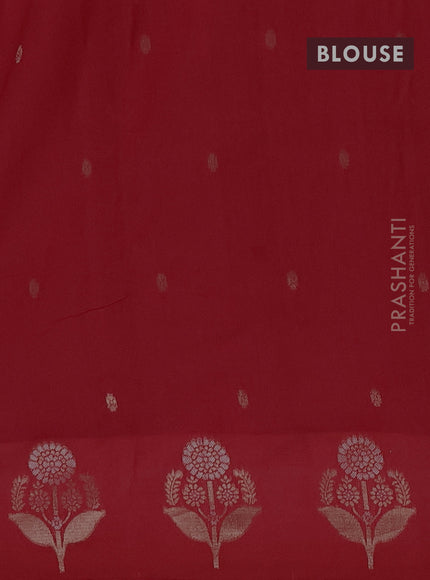 Semi chanderi saree red with allover zari woven buttas and zari woven butta border