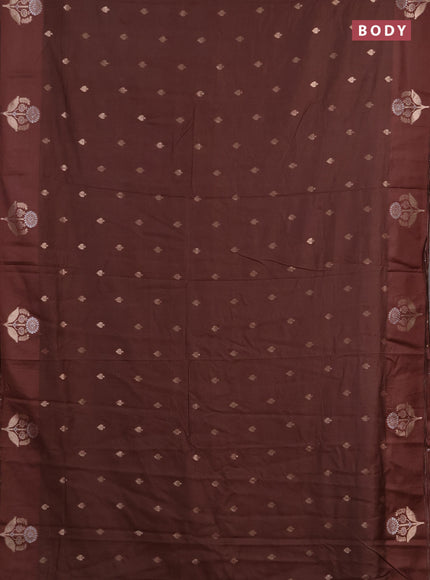 Semi chanderi saree brown with allover zari woven buttas and zari woven butta border