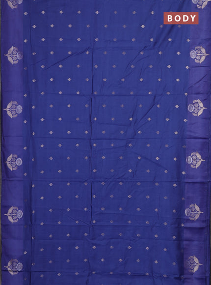 Semi chanderi saree blue shade with allover zari woven buttas and zari woven butta border