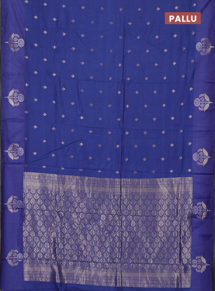 Semi chanderi saree blue shade with allover zari woven buttas and zari woven butta border