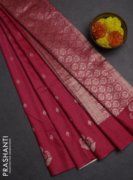 Semi chanderi saree pink with allover zari woven buttas and zari woven butta border