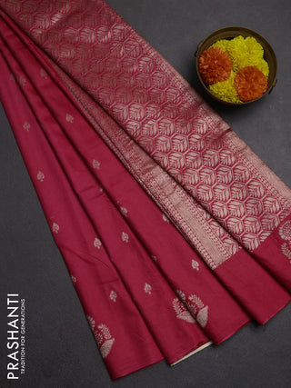 Semi chanderi saree pink with allover zari woven buttas and zari woven butta border