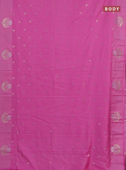 Semi chanderi saree light pink with allover zari woven buttas and zari woven butta border