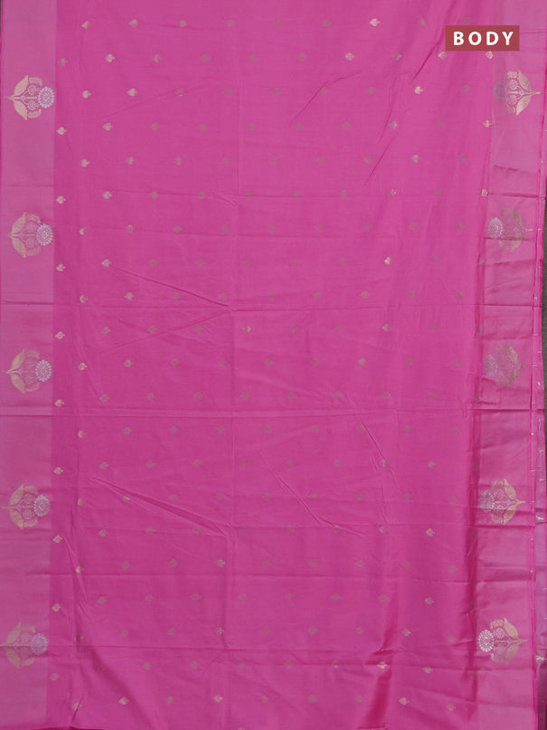 Semi chanderi saree light pink with allover zari woven buttas and zari woven butta border