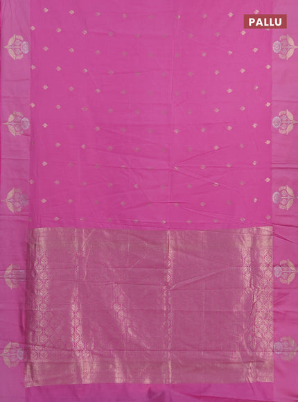 Semi chanderi saree light pink with allover zari woven buttas and zari woven butta border