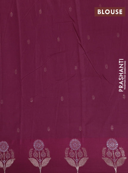 Semi chanderi saree wine shade with allover zari woven buttas and zari woven butta border