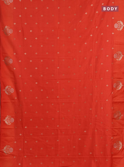 Semi chanderi saree orange with allover zari woven buttas and zari woven butta border