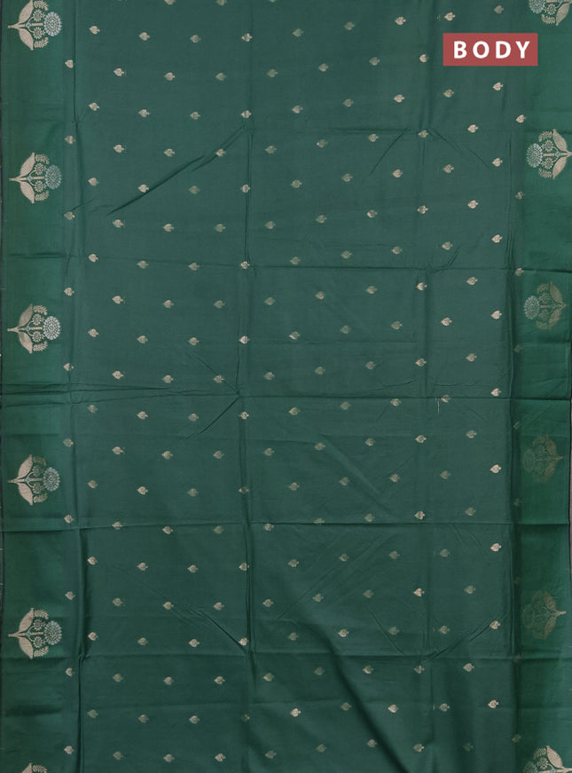 Semi chanderi saree green with allover zari woven buttas and zari woven butta border