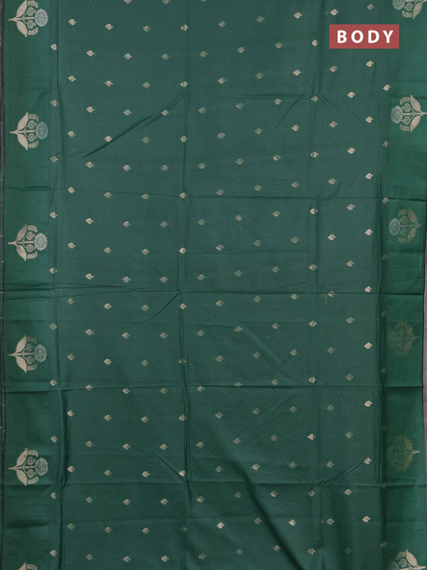 Semi chanderi saree green with allover zari woven buttas and zari woven butta border