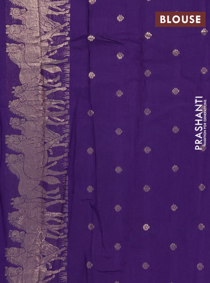 Semi chanderi saree violet with allover zari woven buttas and zari woven border