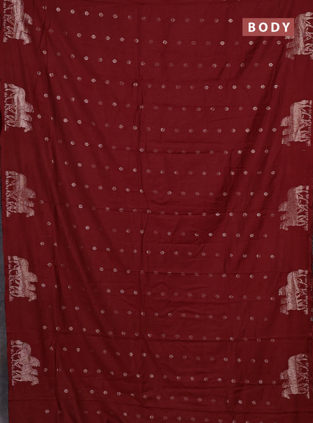 Semi chanderi saree maroon with allover zari woven buttas and zari woven border