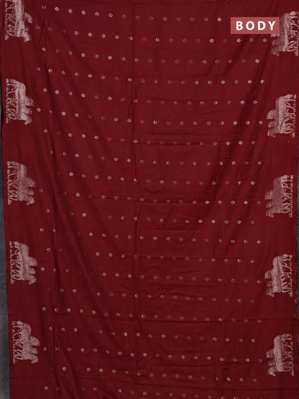 Semi chanderi saree maroon with allover zari woven buttas and zari woven border