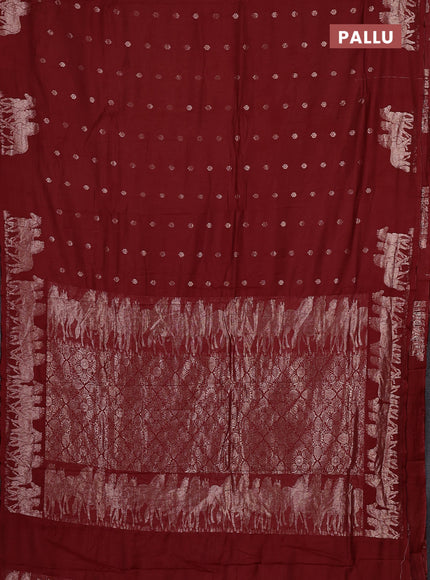 Semi chanderi saree maroon with allover zari woven buttas and zari woven border