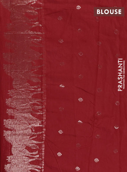 Semi chanderi saree maroon with allover zari woven buttas and zari woven border