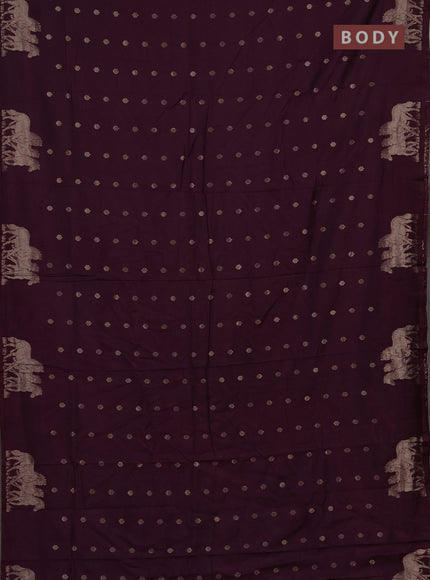 Semi chanderi saree deep wine shade with allover zari woven buttas and zari woven border