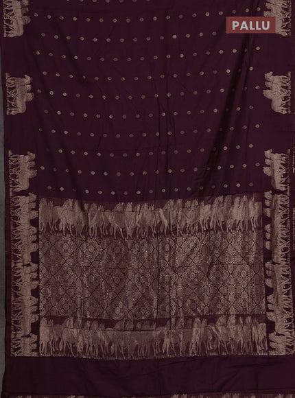 Semi chanderi saree deep wine shade with allover zari woven buttas and zari woven border