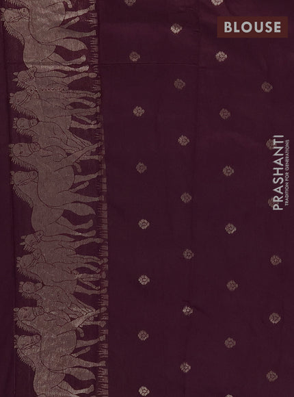 Semi chanderi saree deep wine shade with allover zari woven buttas and zari woven border