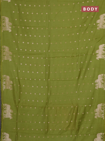 Semi chanderi saree light green with allover zari woven buttas and zari woven border