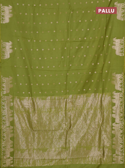 Semi chanderi saree light green with allover zari woven buttas and zari woven border