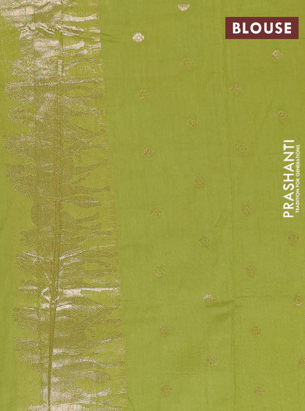 Semi chanderi saree light green with allover zari woven buttas and zari woven border