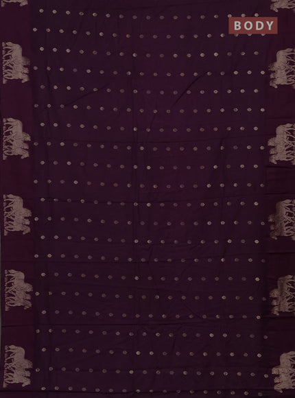 Semi chanderi saree deep purple with allover zari woven buttas and zari woven border