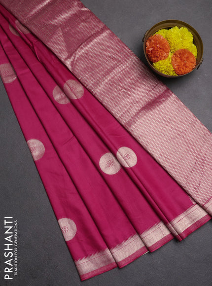 Semi chanderi saree pink with zari woven buttas and zari woven border