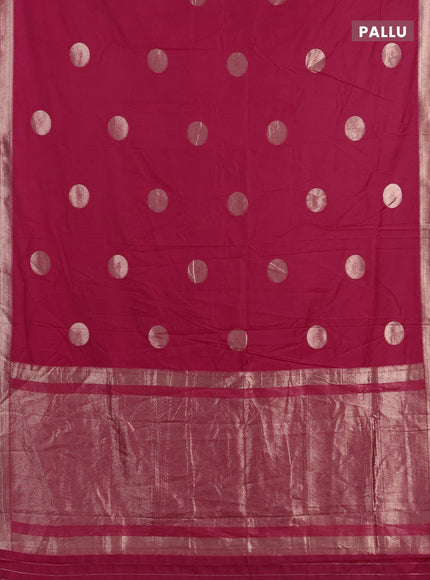 Semi chanderi saree pink with zari woven buttas and zari woven border