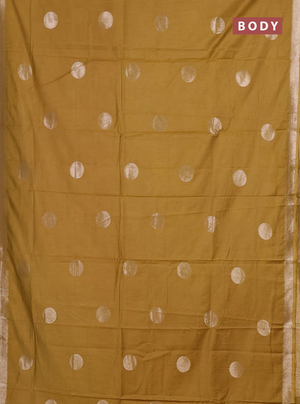 Semi chanderi saree mustard yellow with zari woven buttas and zari woven border