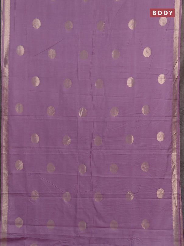 Semi chanderi saree lavender with zari woven buttas and zari woven border