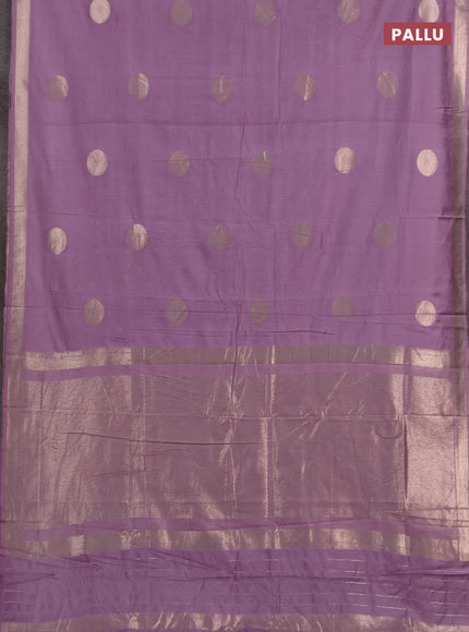 Semi chanderi saree lavender with zari woven buttas and zari woven border