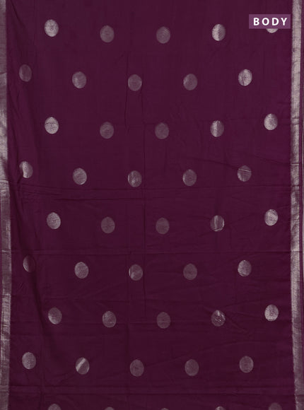 Semi chanderi saree deep wine shade with zari woven buttas and zari woven border