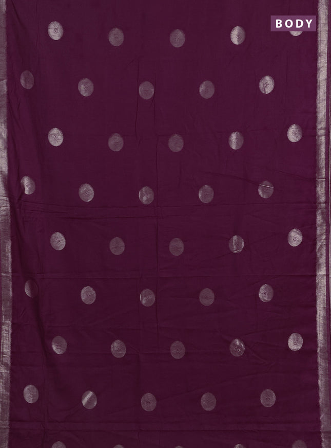 Semi chanderi saree deep wine shade with zari woven buttas and zari woven border