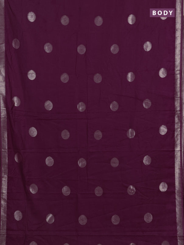Semi chanderi saree deep wine shade with zari woven buttas and zari woven border