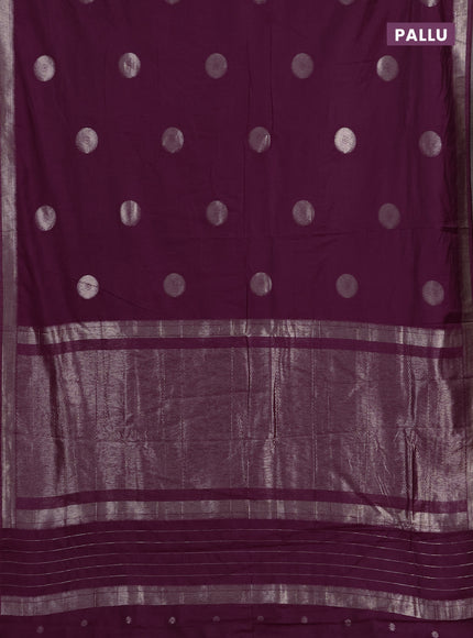 Semi chanderi saree deep wine shade with zari woven buttas and zari woven border