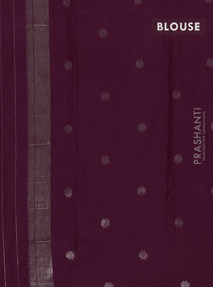 Semi chanderi saree deep wine shade with zari woven buttas and zari woven border