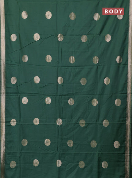 Semi chanderi saree green shade with zari woven buttas and zari woven border