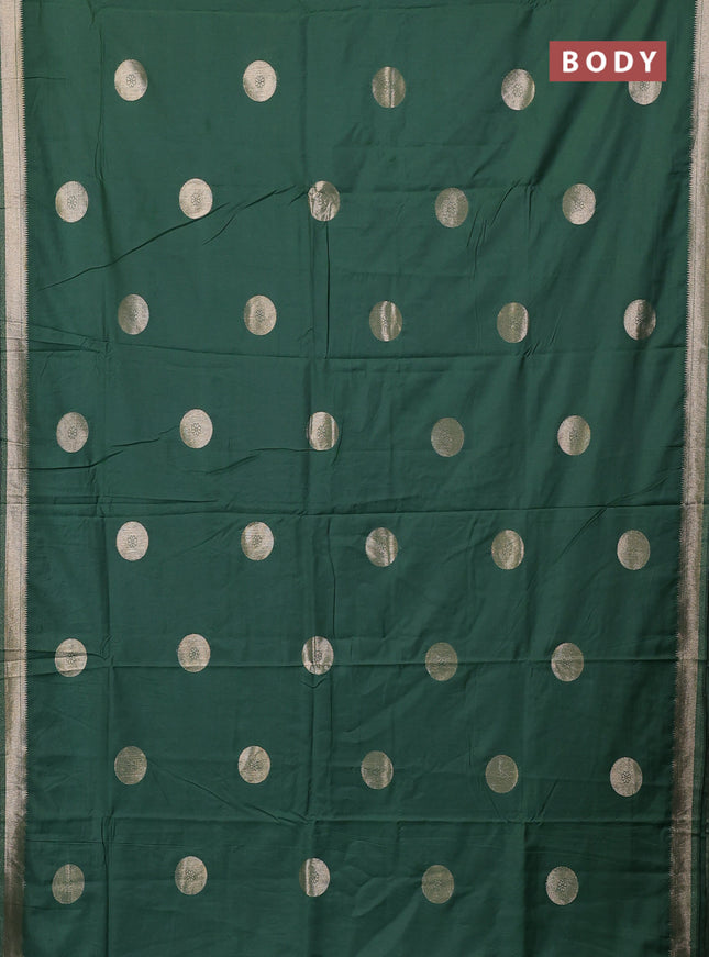 Semi chanderi saree green shade with zari woven buttas and zari woven border