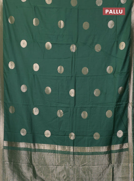 Semi chanderi saree green shade with zari woven buttas and zari woven border