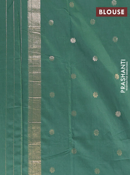 Semi chanderi saree green shade with zari woven buttas and zari woven border