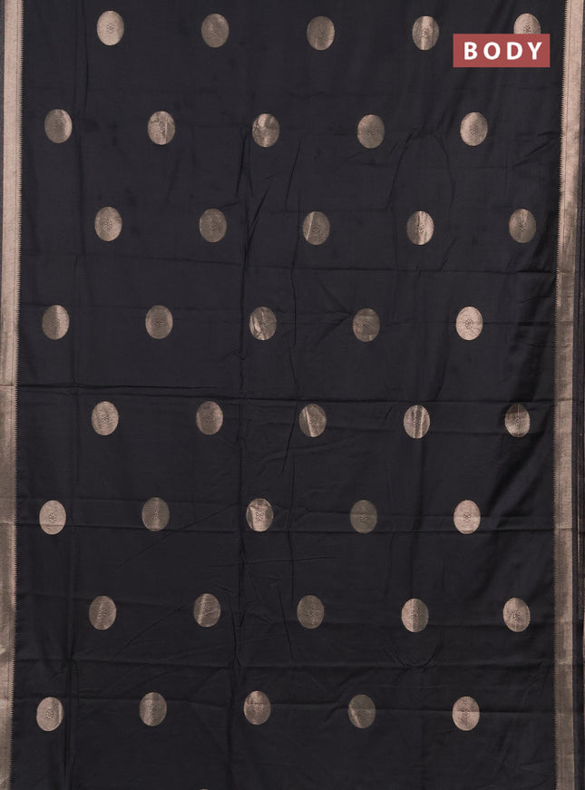 Semi chanderi saree black with zari woven buttas and zari woven border